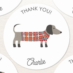 Dachshund Wiener Dog Personalized Thank You Classic Round Sticker