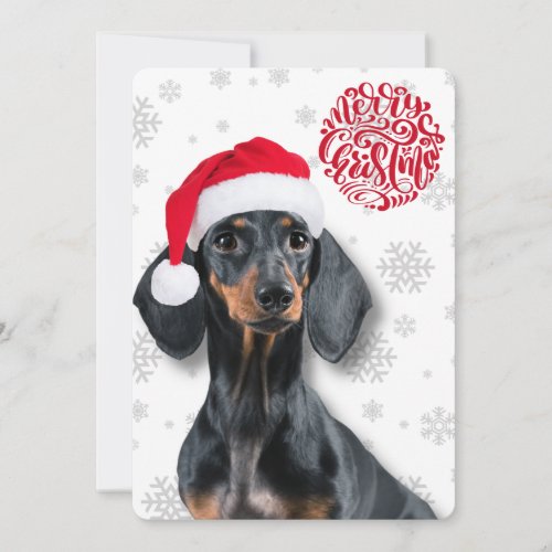 Dachshund Wiener Dog Pet Snowflake Christmas  Holiday Card