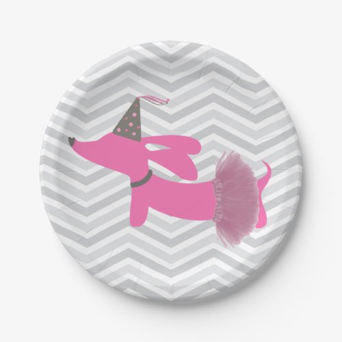 Dachshund Wiener Dog Pink Tutu Party Plates