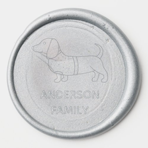 Dachshund Wiener Dog Plaid Sweater Family Name Wax Seal Sticker