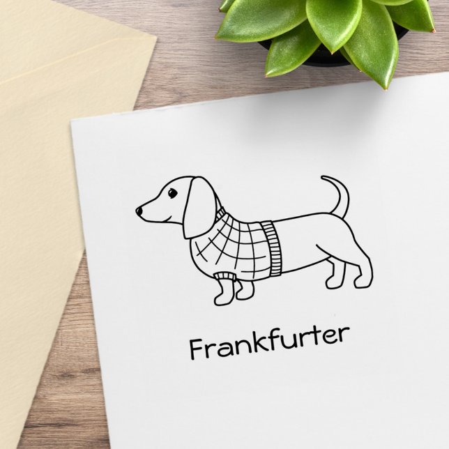 Dachshund Wiener Dog Plaid Sweater Rubber Stamp (Creator Uploaded)
