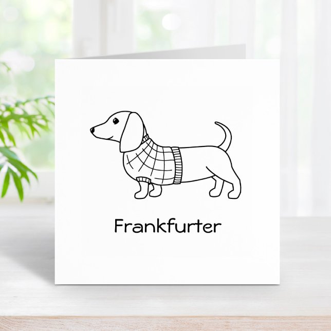 Dachshund Wiener Dog Plaid Sweater Rubber Stamp (Creator Uploaded)