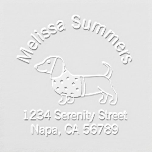 Dachshund Wiener Dog Star Sweater Arch Address Embosser