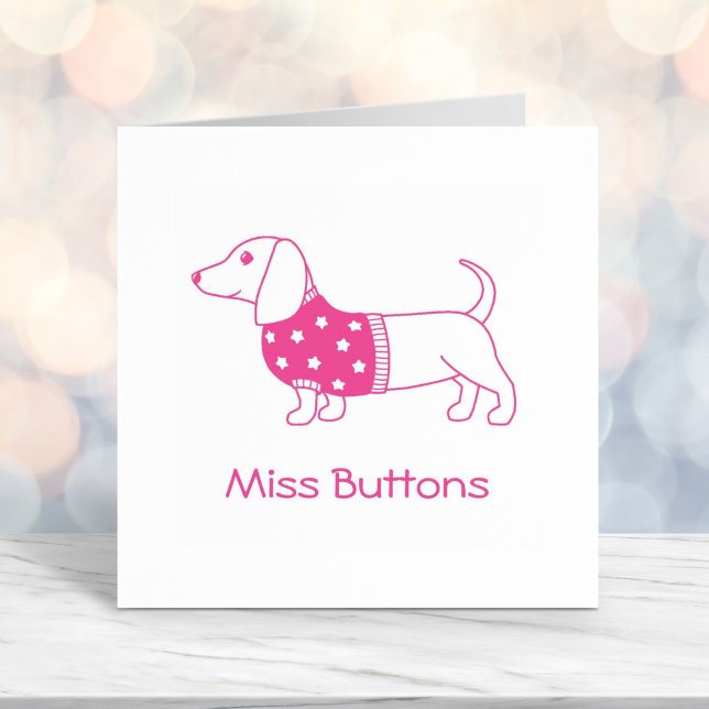 Dachshund Wiener Dog Star Sweater Custom Name Self-inking Stamp (Creator Uploaded)