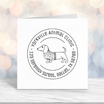 Dachshund Wiener Dog Veterinarian Round Address Self-inking Stamp by Chibibi at Zazzle