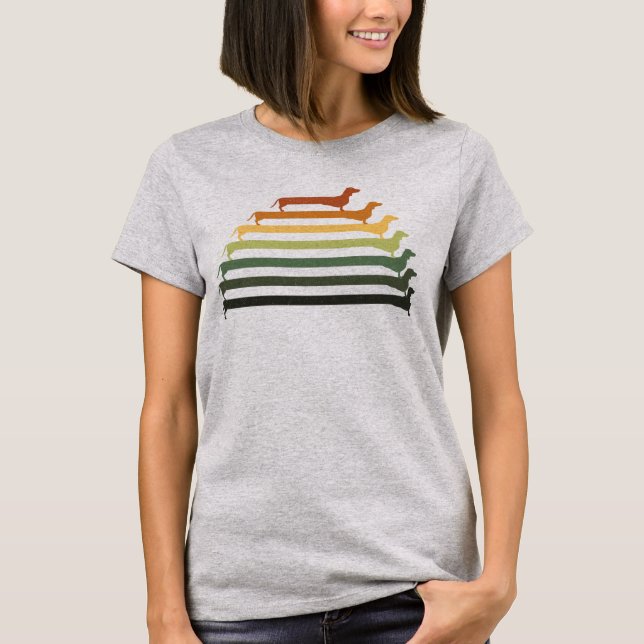 Dachshund Wiener Dog Vintage Sunset T-Shirt (Front)