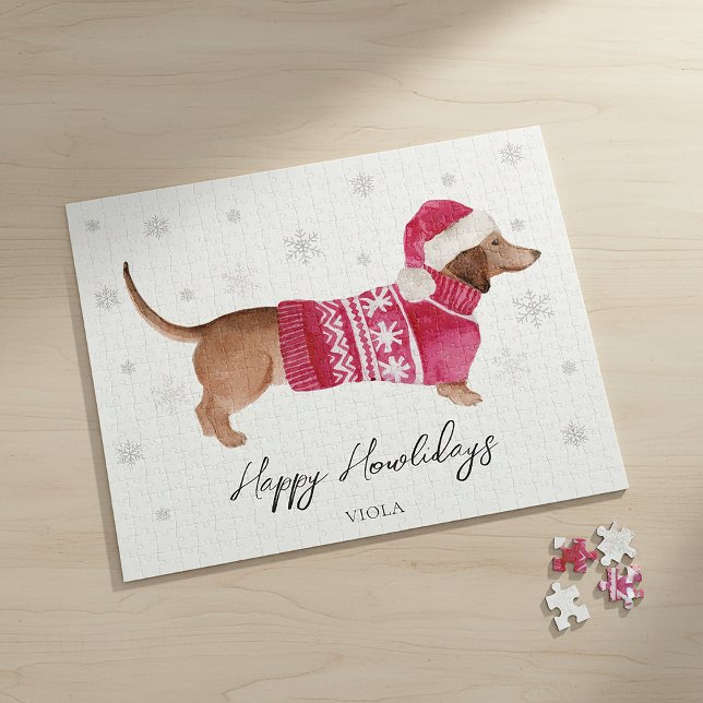 Dachshund Wiener Dog Watercolor Pet Gift Jigsaw Puzzle (Creator Uploaded)