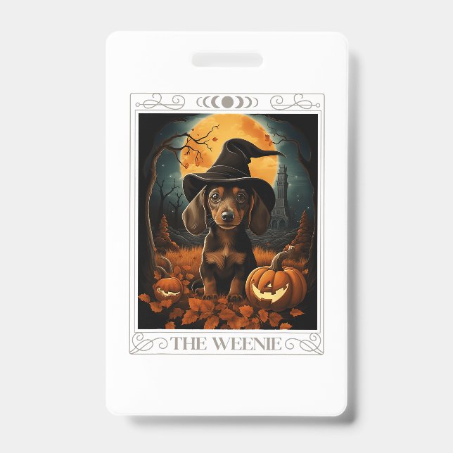 Dachshund Wiener Ghost Funny Halloween Costume Dog Badge (Front)