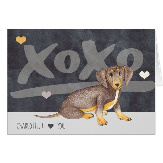 Dachshund Wiener Personalized Valentines Day Cards (Front Horizontal)