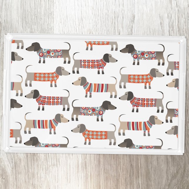 Dachshund Wiener Sausage Dog Acrylic Tray (Dachshund Wiener Sausage Dog fun acrylic tray)