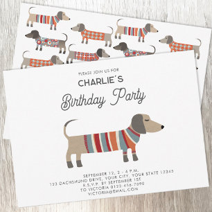 Dachshund Wiener Sausage Dog Birthday Party Invitation