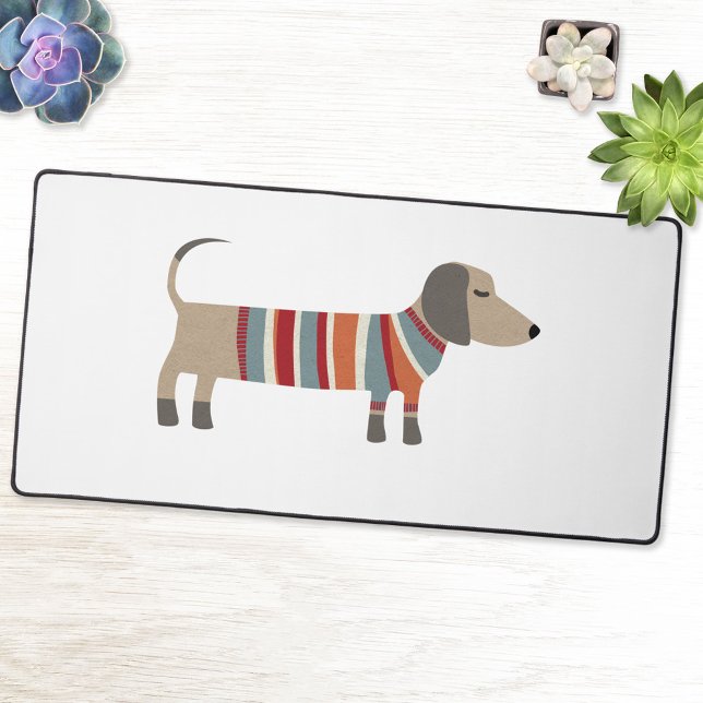 Dachshund Wiener Sausage Dog Desk Mat (Dachshund Wiener Sausage Dog fun desk mat)