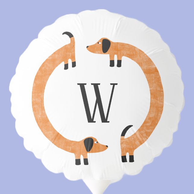 Dachshund Wiener Sausage Dog Monogram Balloon (Fun personalized monogram initial dachshund wiener sausage dog party balloon)