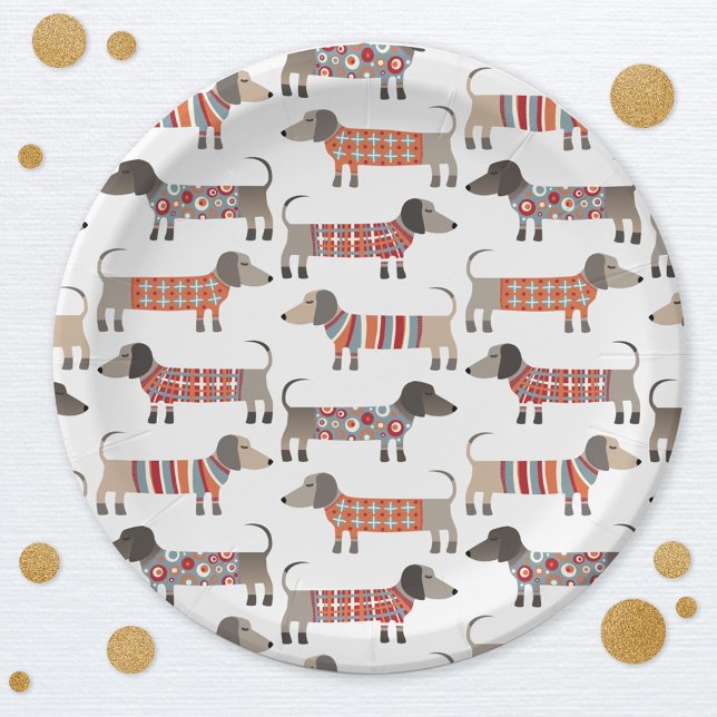 Dachshund Wiener Sausage Dog Paper Plates (Dachshund Wiener Sausage Dog fun party paper plates)
