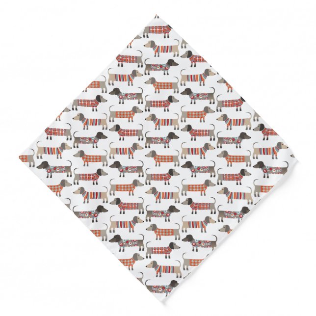 Dachshund Wiener Sausage Dog Pattern Bandana (Front)