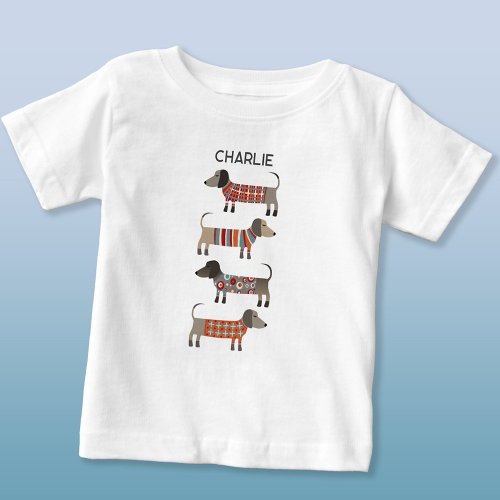Dachshund Wiener Sausage Dog Personalized Baby T_Shirt