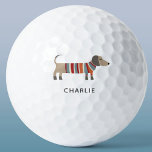 Dachshund Wiener Sausage Dog Personalized Golf Balls<br><div class="desc">Cute little Dachshund sausage or wiener dog in woolly knitwear. Perfect for dog lovers. Change the name to customize.</div>