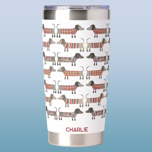 Dachshund Wiener Sausage Dog Personalized Insulated Tumbler