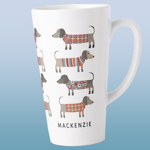 Dachshund Wiener Sausage Dog Personalized Latte Mug