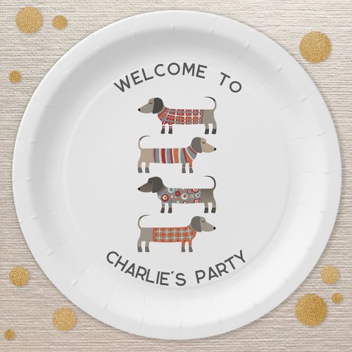 Dachshund Wiener Sausage Dog Personalized Paper Plates