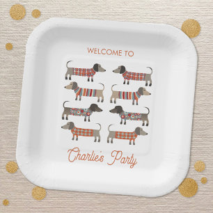 Dachshund Wiener Sausage Dog Personalized Paper Plates