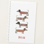 Dachshund Wiener Sausage Dog Personalized Planner<br><div class="desc">Whether you call them Sausage Dogs,  Wiener Dogs,  Dachshunds or Doxies,  these lovable little pups are sure to raise a smile.  And they are wearing woolly knitwear too!
Customize by changing or removing the name.</div>
