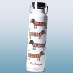 Dachshund Wiener Sausage Dog Personalized Water Bottle<br><div class="desc">Fun Dachshund Sausage or Wiener Dogs in cosy knitwear.  Original art by Nic Squirrell. Change or remove the name to personalize.</div>