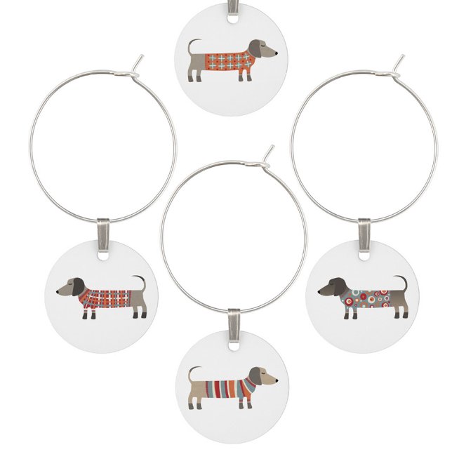 Dachshund Wiener Sausage Dog Wine Charm (Fun Dachshund Wiener Sausage dog wine charms)