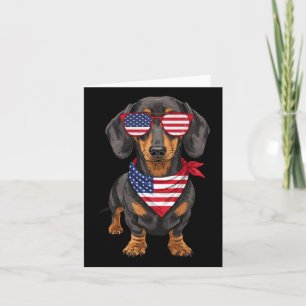 Dachshund Wiener Usa Us Flag 4th Of July America C Card