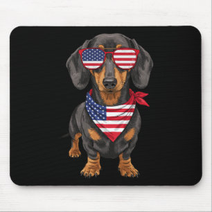 Dachshund Wiener Usa Us Flag 4th Of July America C Mouse Pad