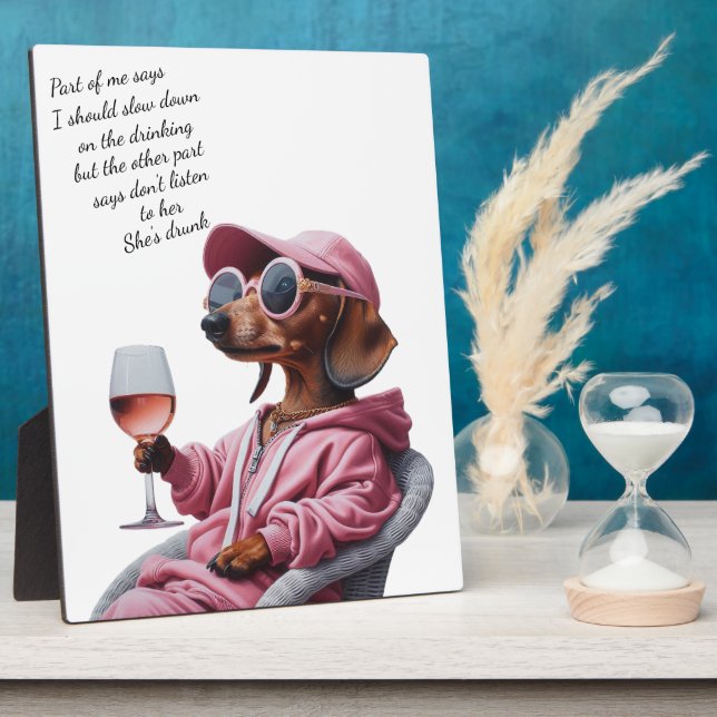 Dachshund Wine Drinker Plaque (Side)