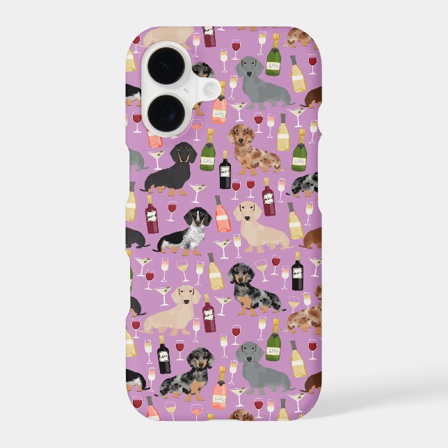 Dachshund wine purple pattern iphone case (Back)
