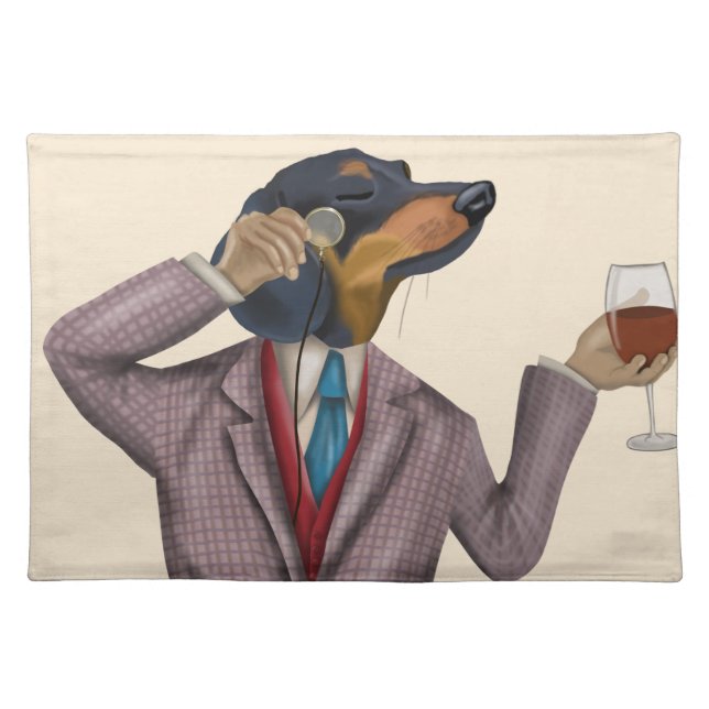 Dachshund Wine Snob Cloth Placemat (Front)