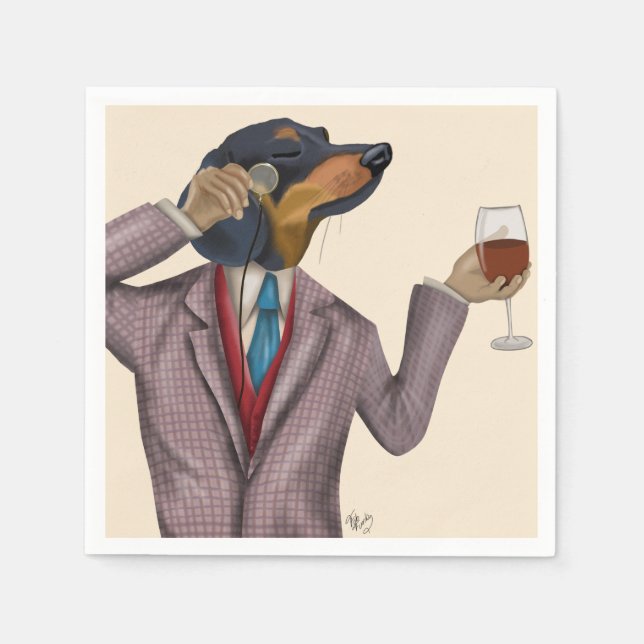 Dachshund Wine Snob Napkins (Front)