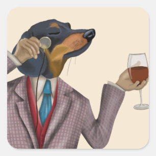 Dachshund Wine Snob Square Sticker