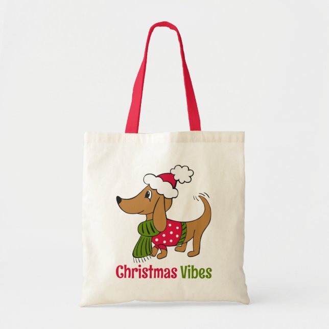 Dachshund Winter Christmas Dog  Tote Bag (Front)