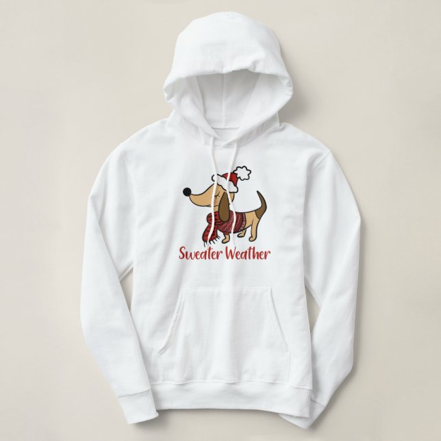 Dachshund Winter Dog Hoodie (Design Front)