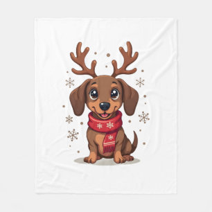 Dachshund Winter Joy Fleece Blanket