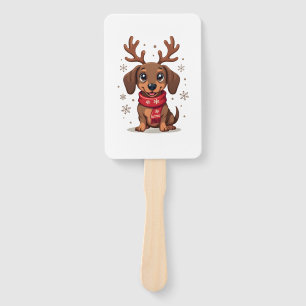 Dachshund Winter Joy Hand Fan