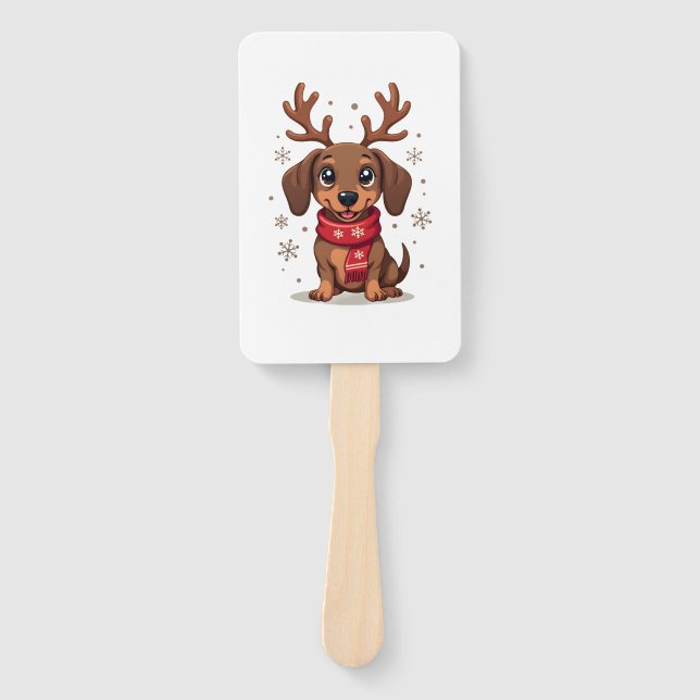 Dachshund Winter Joy Hand Fan (Front)