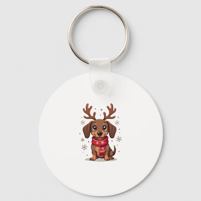 Dachshund Winter Joy Keychain (Front)