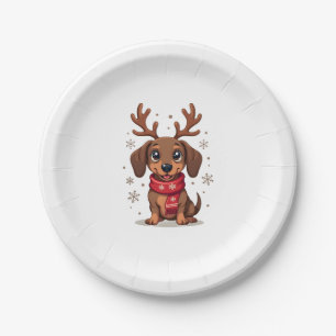 Dachshund Winter Joy Paper Plates