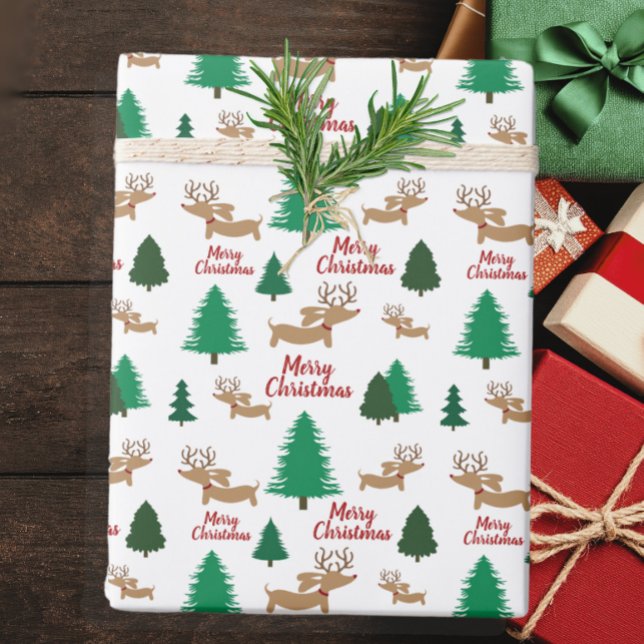 Dachshund Winter Wonderland Christmas Gift Wrap (Dachshund themed Christmas gift wrap)