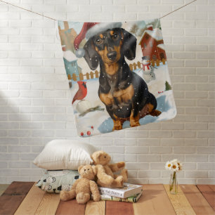 Dachshund Winter Wonderland Christmas Joy Baby Blanket