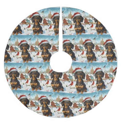 Dachshund Winter Wonderland Christmas Joy Brushed Polyester Tree Skirt