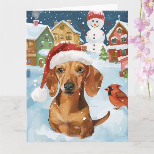 Dachshund Winter Wonderland Christmas Joy Card