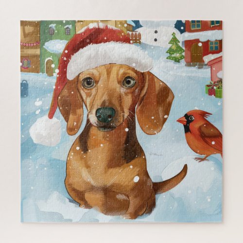 Dachshund Winter Wonderland Christmas Joy Jigsaw Puzzle