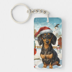 Dachshund Winter Wonderland Christmas Joy Keychain