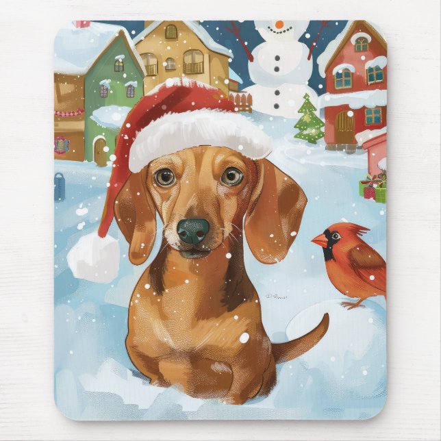 Dachshund Winter Wonderland Christmas Joy Mouse Pad (Front)
