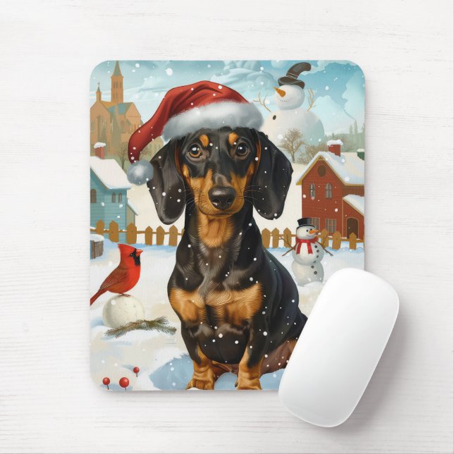 Dachshund Winter Wonderland Christmas Joy Mouse Pad (With Mouse)